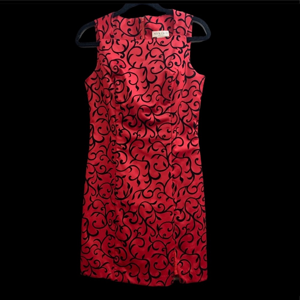 Vintage Alyn Paige red dress with velvet design Size 6
